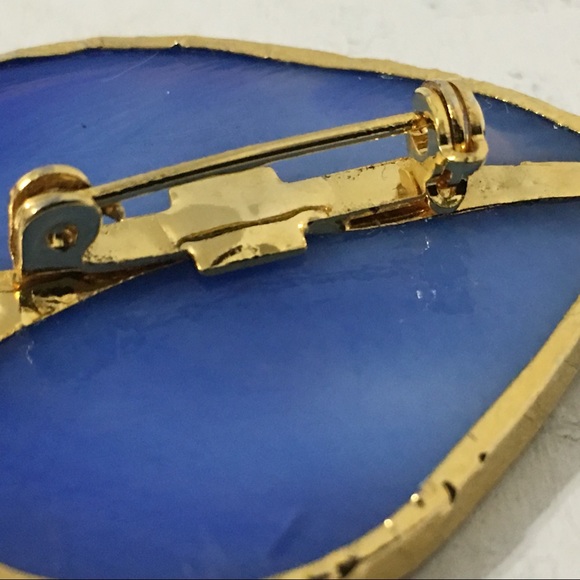 Gold Tone Blue AB Color Heart Brooch/Pin - Picture 5 of 13